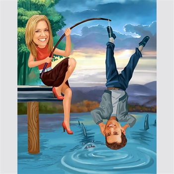 Lucky Find Couple Caricature from Photos,by myDaVinci - myDaVinci